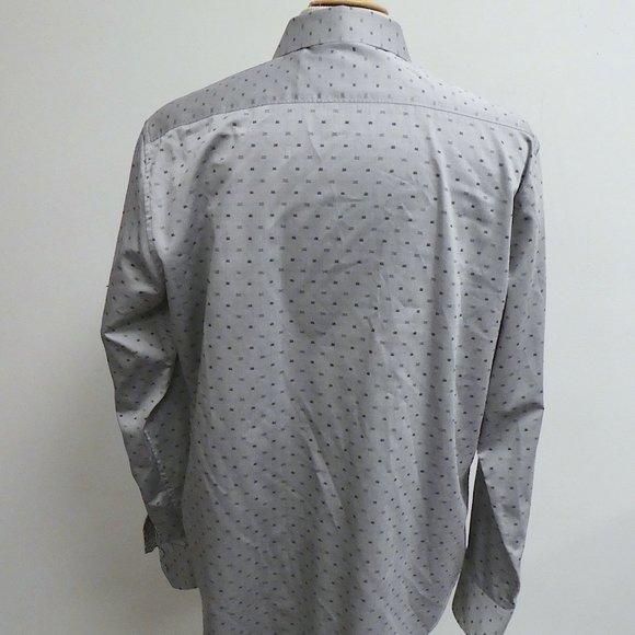 ROBERT GRAHAM gray black geometric shirt L contrast collar cuffs - Picture 5 of 7